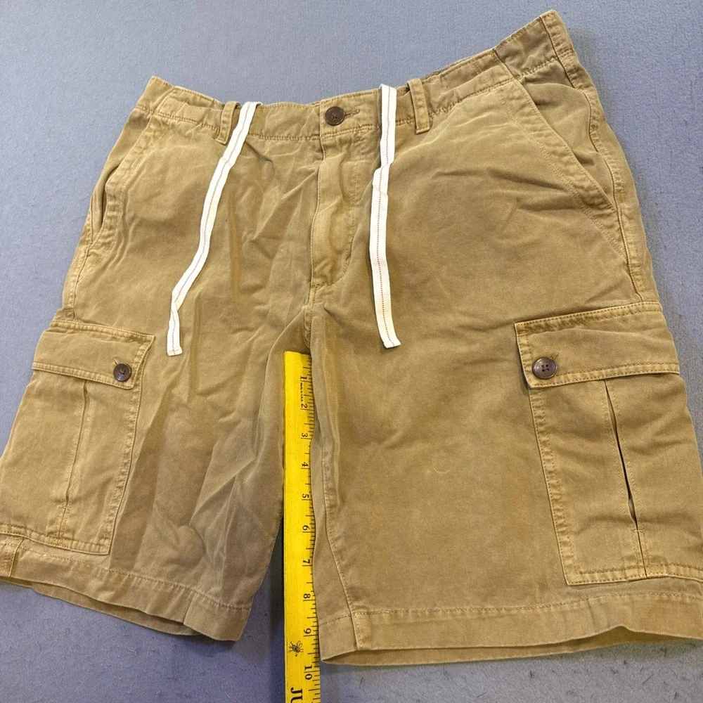 Reyn Spooner Mens 34 Khaki Tan Cotton Twill Cargo Shorts Internal Drawstring